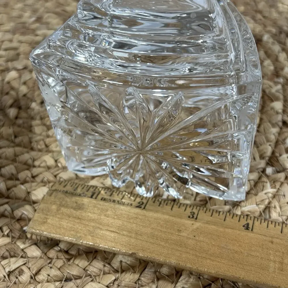 Vintage Mikasa Crystal Fire Blossom Triangle Votive Candle 2 Holders Triangular
